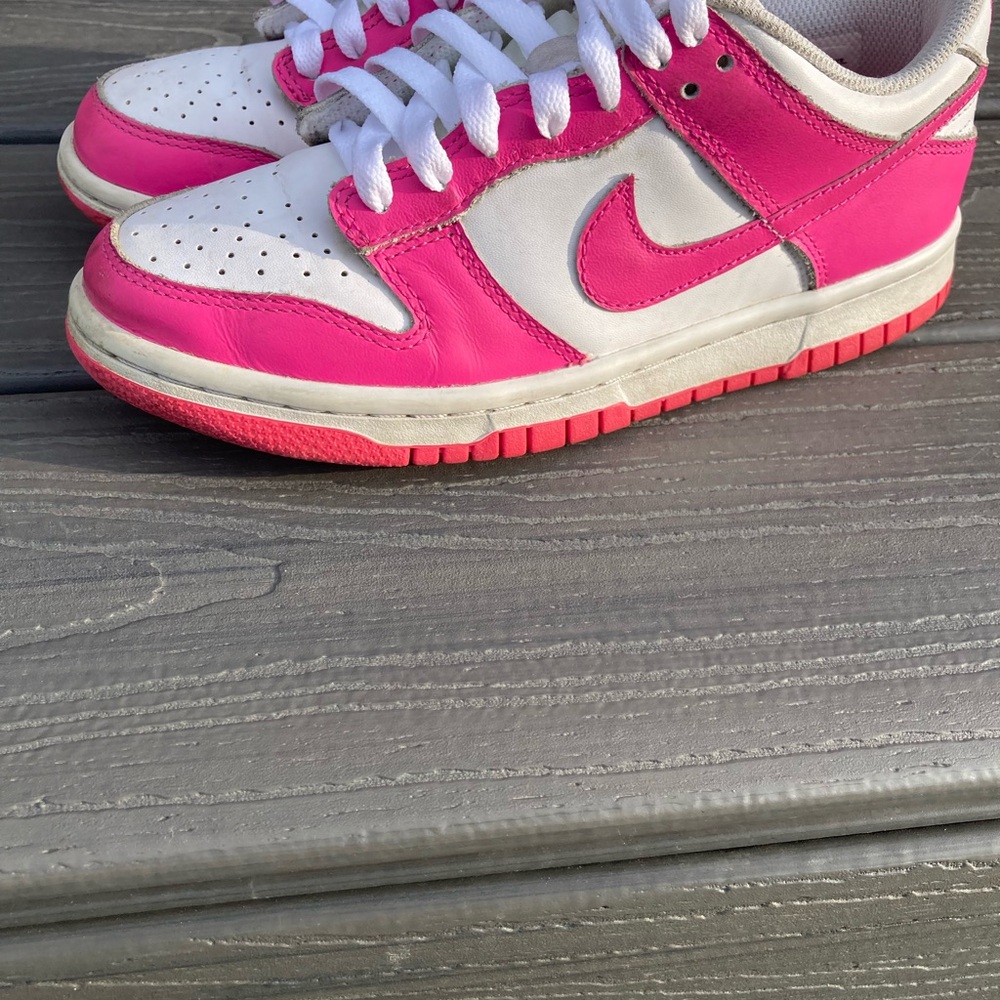 Nike Pink and White Dunk Low Sneakers